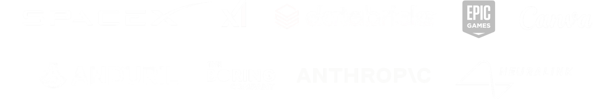 Logos of Gatsby portfolio companies, including SpaceX, Epic Games and Anthropic
